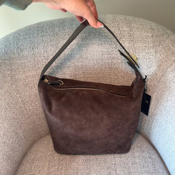 Claudia Firenze Chocolate Brown Leather & Suede Shoulder Bag NWT - Picture 2 of 10